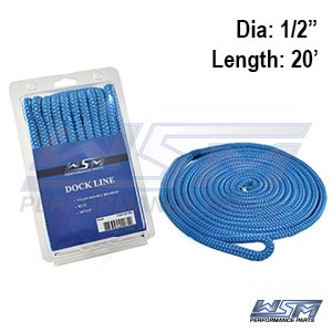 WSM Dock Line 1/2” x 20′ Nylon Blue