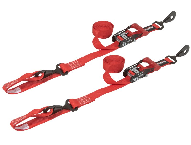 SpeedStrap 1 1/2In x 10Ft Ratchet Tie-Down w/ Soft-Tie (2 Pack) – Red
