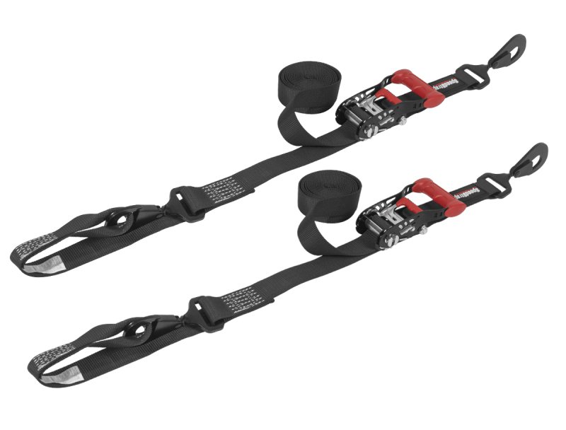 SpeedStrap 1 1/2In x 10Ft Ratchet Tie-Down w/ Soft-Tie (2 Pack) – Black